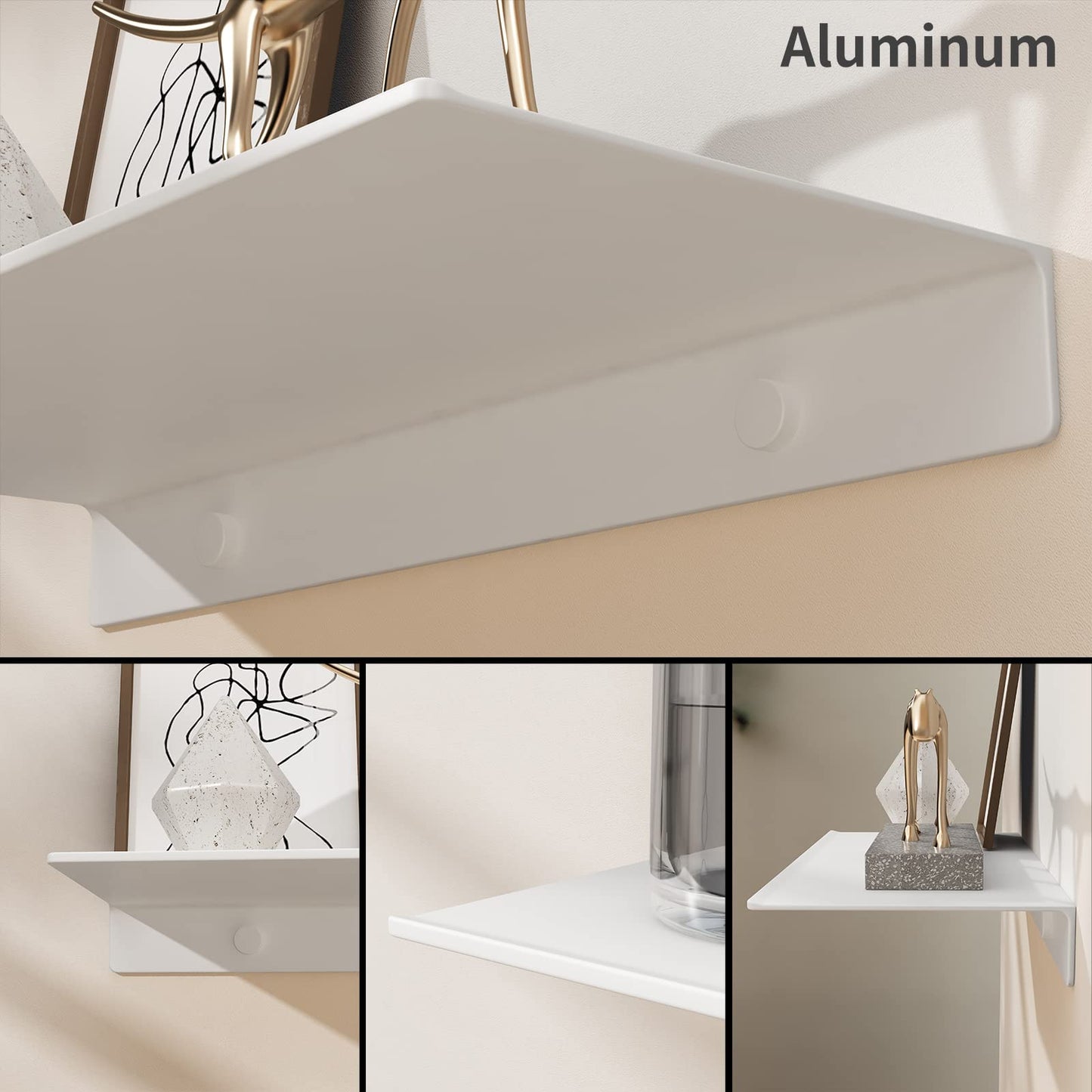Danpoo Floating Shelf, Metal Wall Shelf for Bathroom/Living Room/Kitchen/Bedroom, Display Shelf for Collectibles