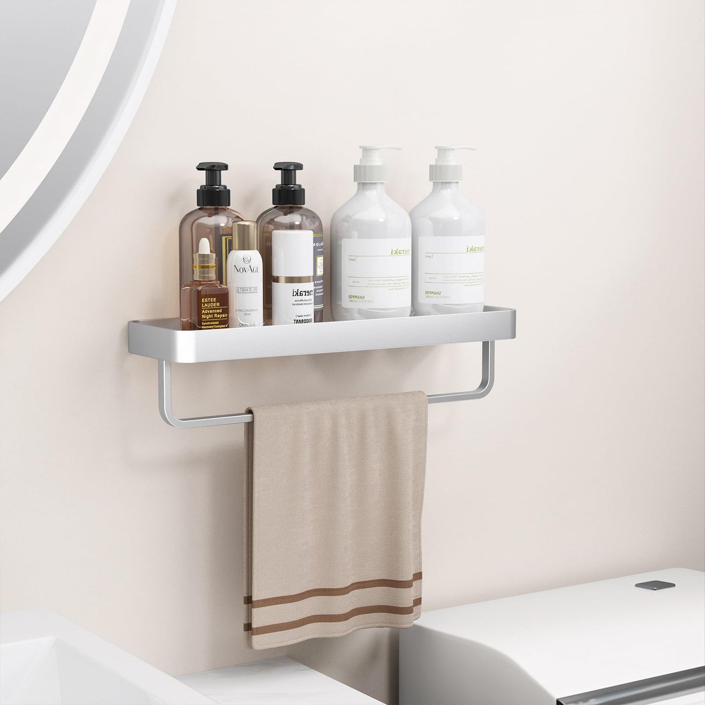 Danpoo Bathroom Wall Shelf, Floating Shelf for Bathroom Wall Storage, Glass Bathroom Shelf Organizer Wall Mounted