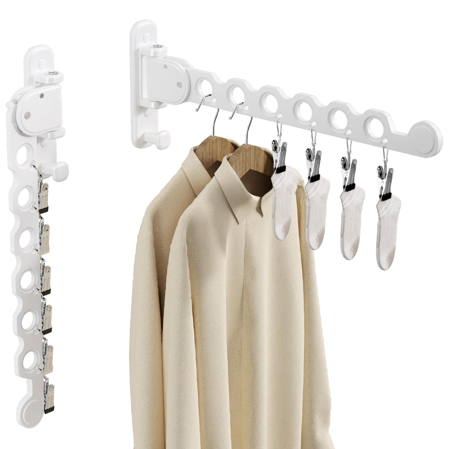 Clothes Drying Rack Foldable Wall Mounted Laundry Drying Rack Clothing Coat Hanger Clothes Dryer Black