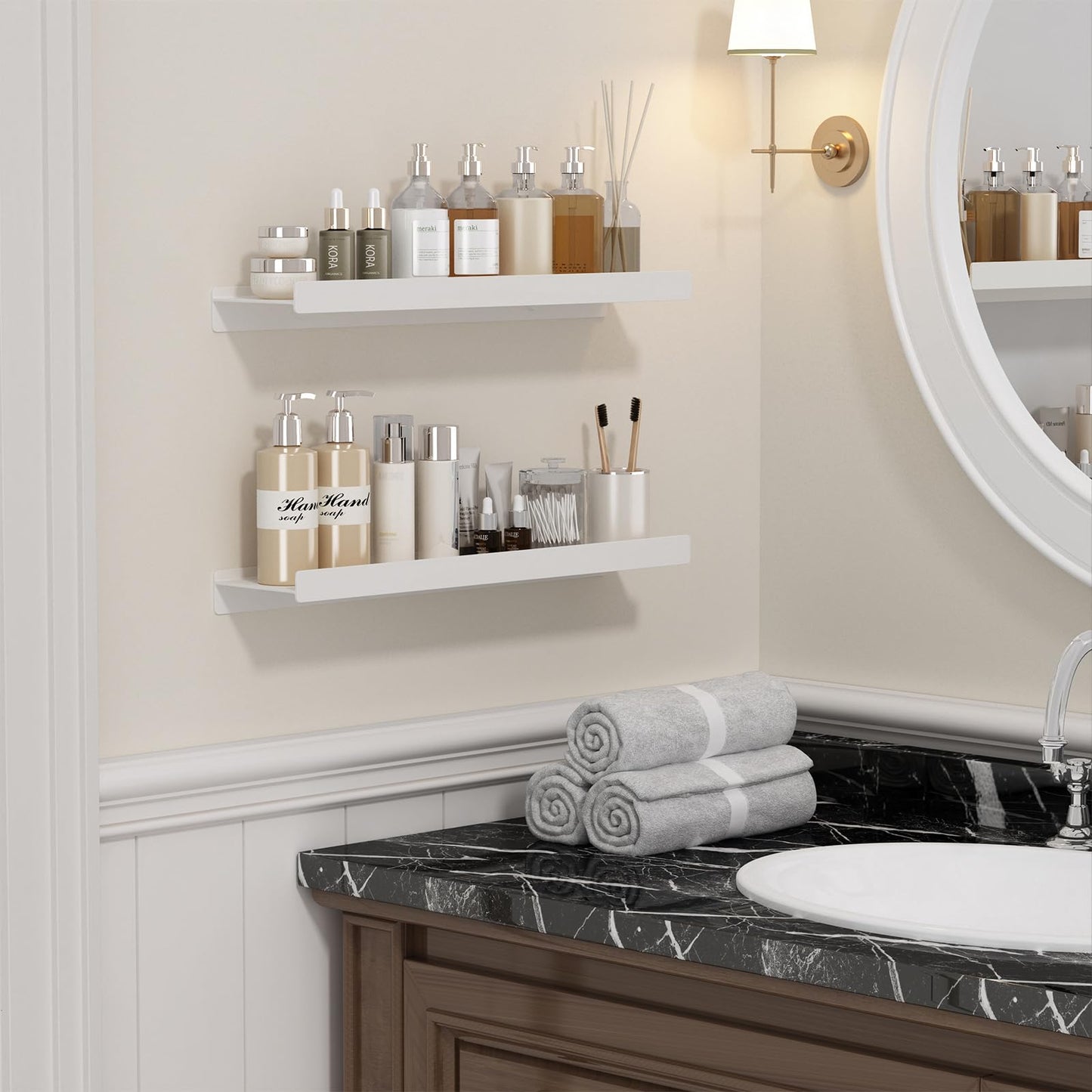 Danpoo Black Floating Shelves for Wall Metal Shelf Wall Mounted Shelves for Bathroom Wall Shelves,12 inch