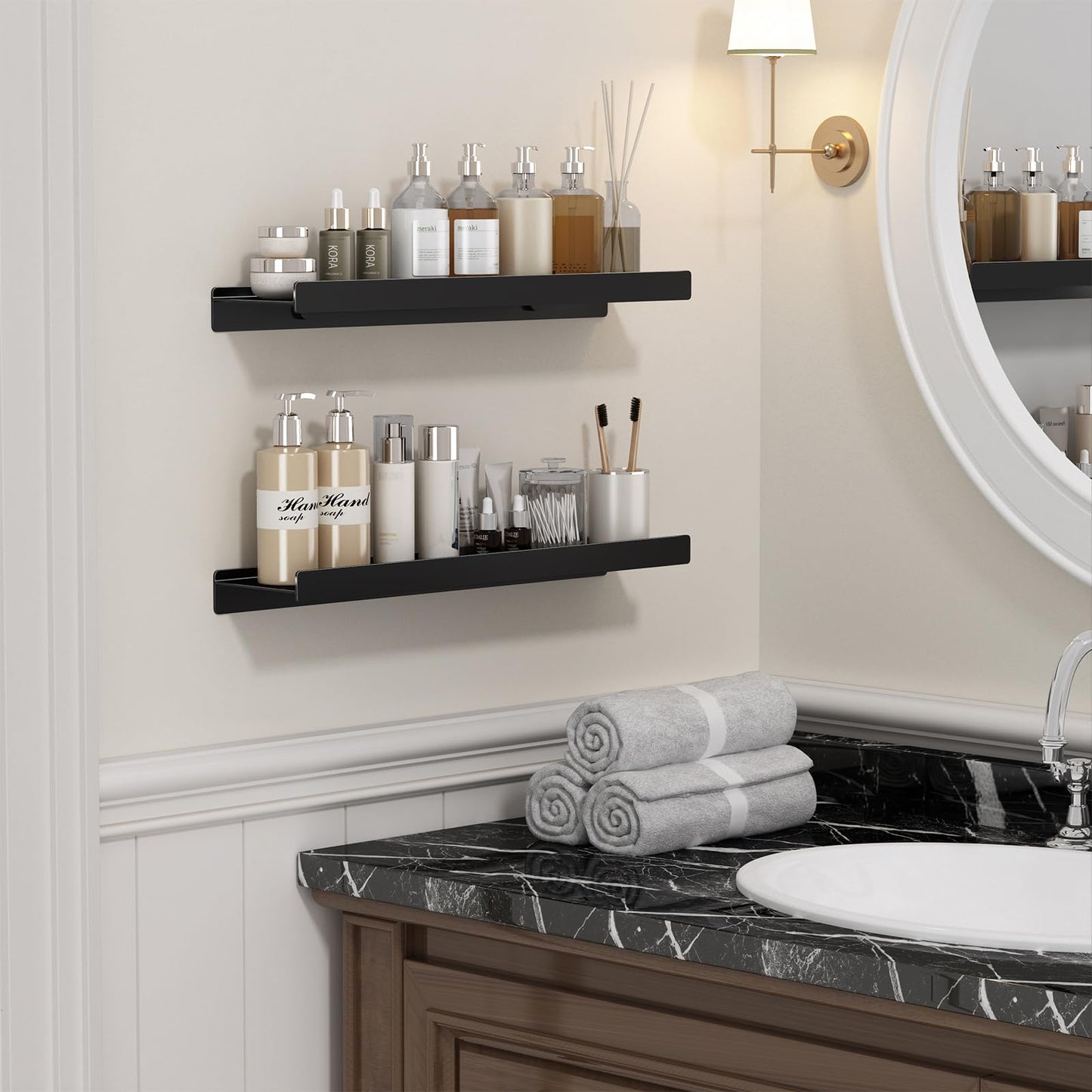 Danpoo Black Floating Shelves for Wall Metal Shelf Wall Mounted Shelves for Bathroom Wall Shelves,12 inch