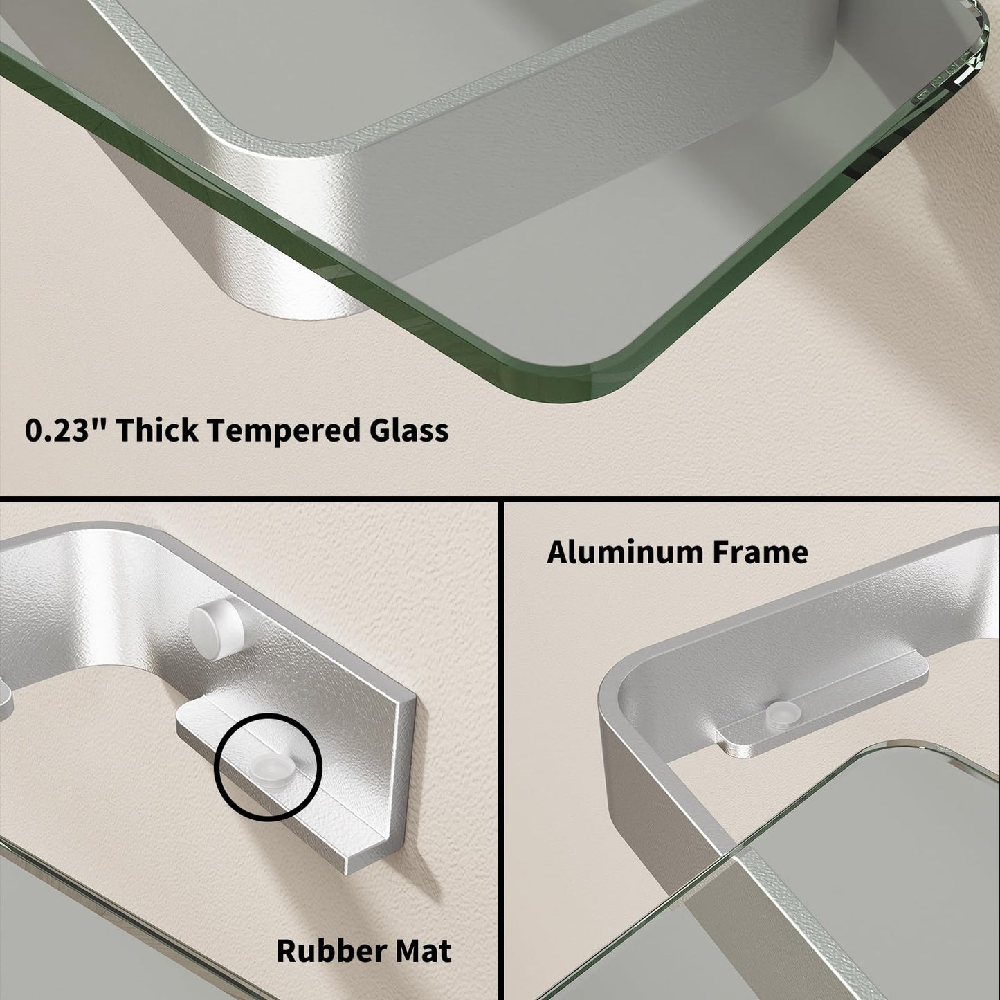 Danpoo Bathroom Wall Shelf, Floating Shelf for Bathroom Wall Storage, Glass Bathroom Shelf Organizer Wall Mounted
