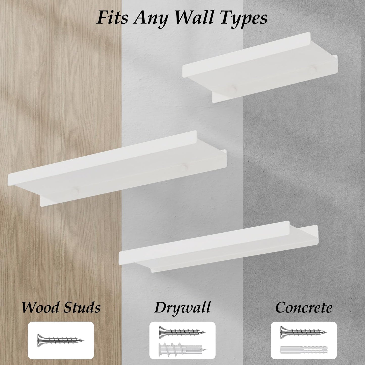 Danpoo Black Floating Shelves for Wall Metal Shelf Wall Mounted Shelves for Bathroom Wall Shelves,12 inch