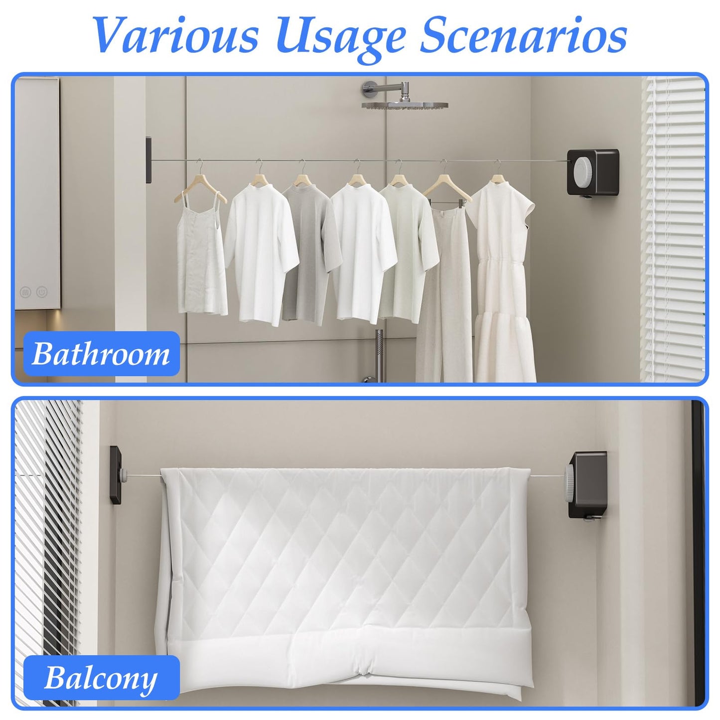 Danpoo Indoor Clothesline Retractable Laundry Line Clothes Drying Line Retractable Clothesline