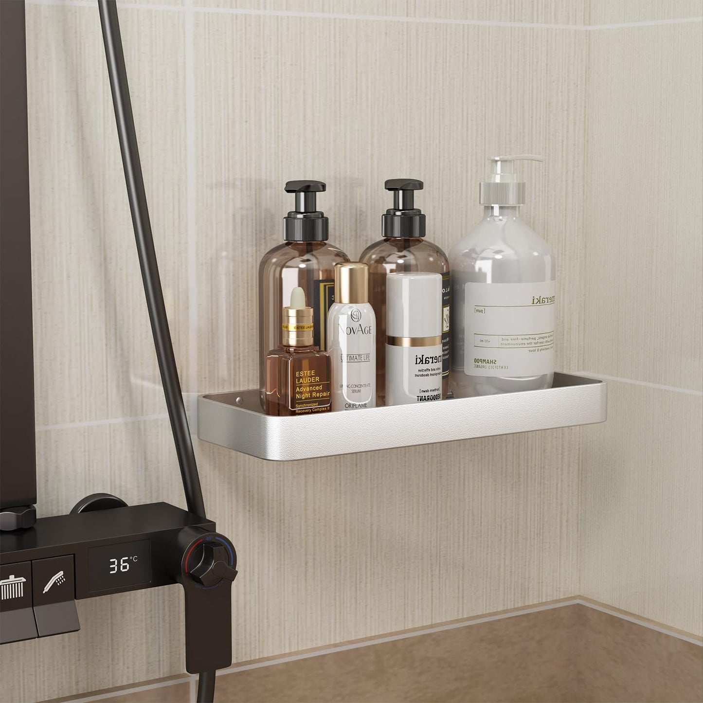 Danpoo Bathroom Wall Shelf, Floating Shelf for Bathroom Wall Storage, Glass Bathroom Shelf Organizer Wall Mounted