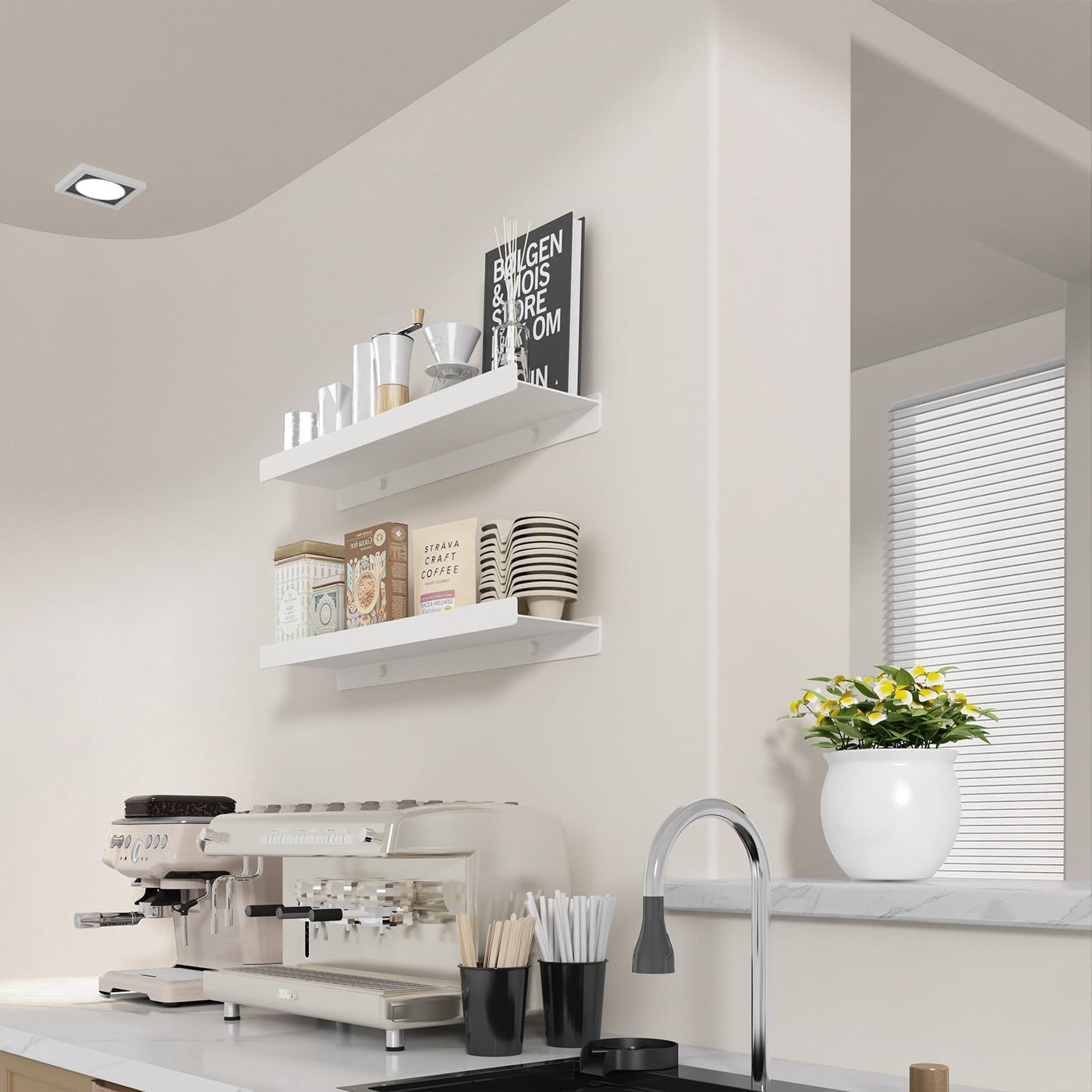 Danpoo Black Floating Shelves for Wall Metal Shelf Wall Mounted Shelves for Bathroom Wall Shelves,12 inch