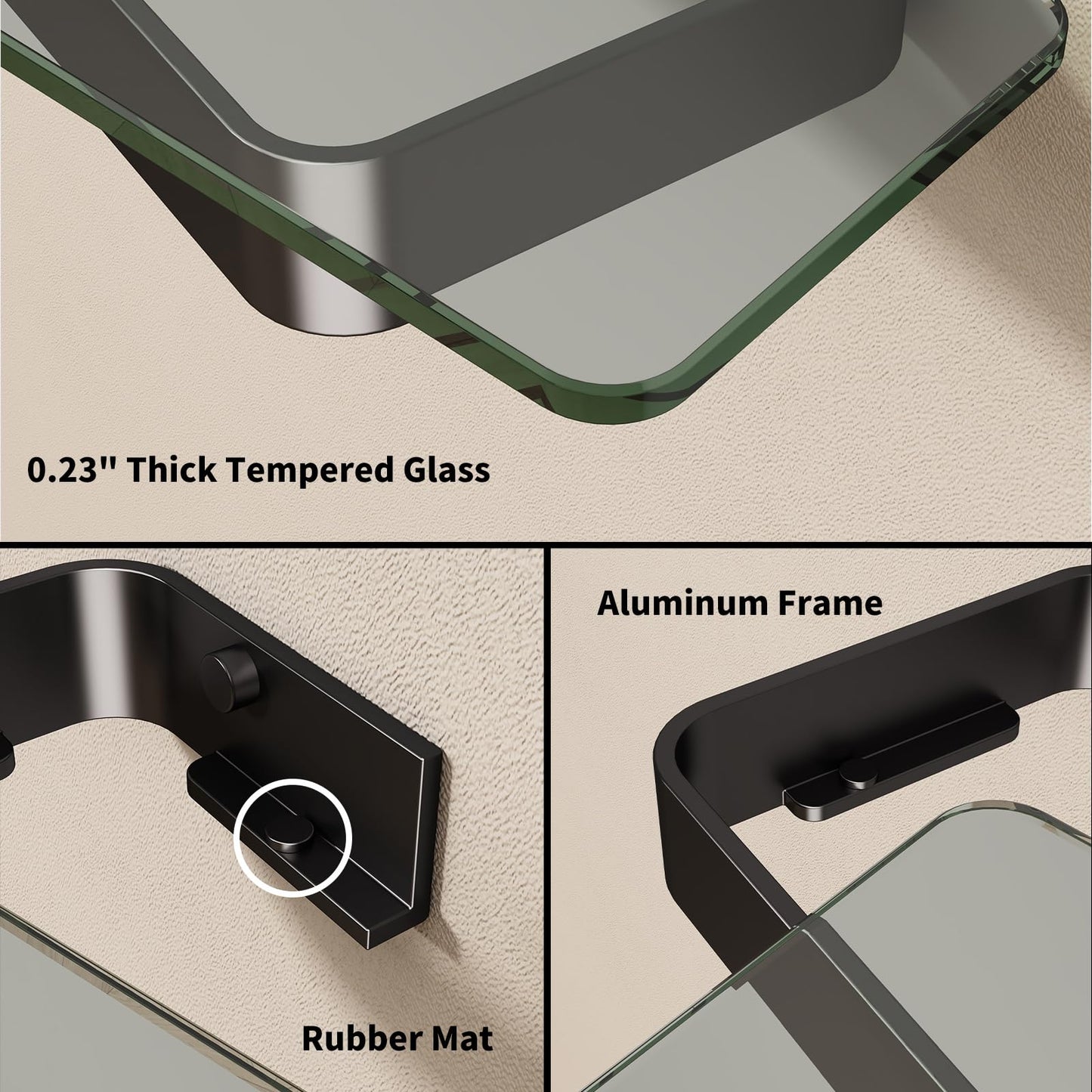 Danpoo Bathroom Wall Shelf, Floating Shelf for Bathroom Wall Storage, Glass Bathroom Shelf Organizer Wall Mounted