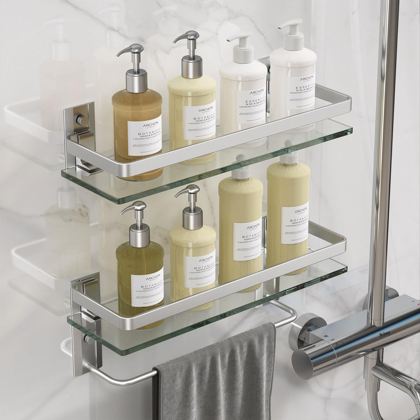Danpoo Bathroom Shelves Wall Mount, Tempered Glass Floating Shelves