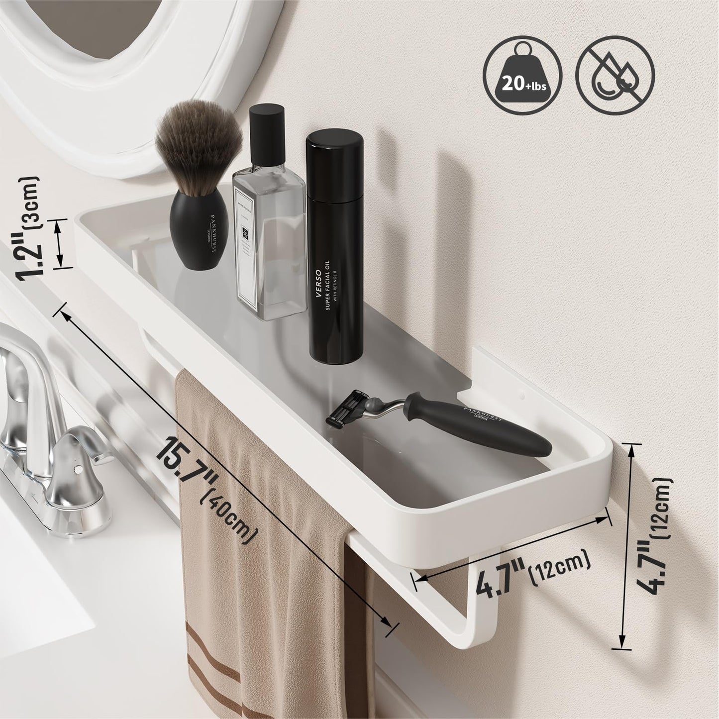 Danpoo Bathroom Wall Shelf, Floating Shelf for Bathroom Wall Storage, Glass Bathroom Shelf Organizer Wall Mounted
