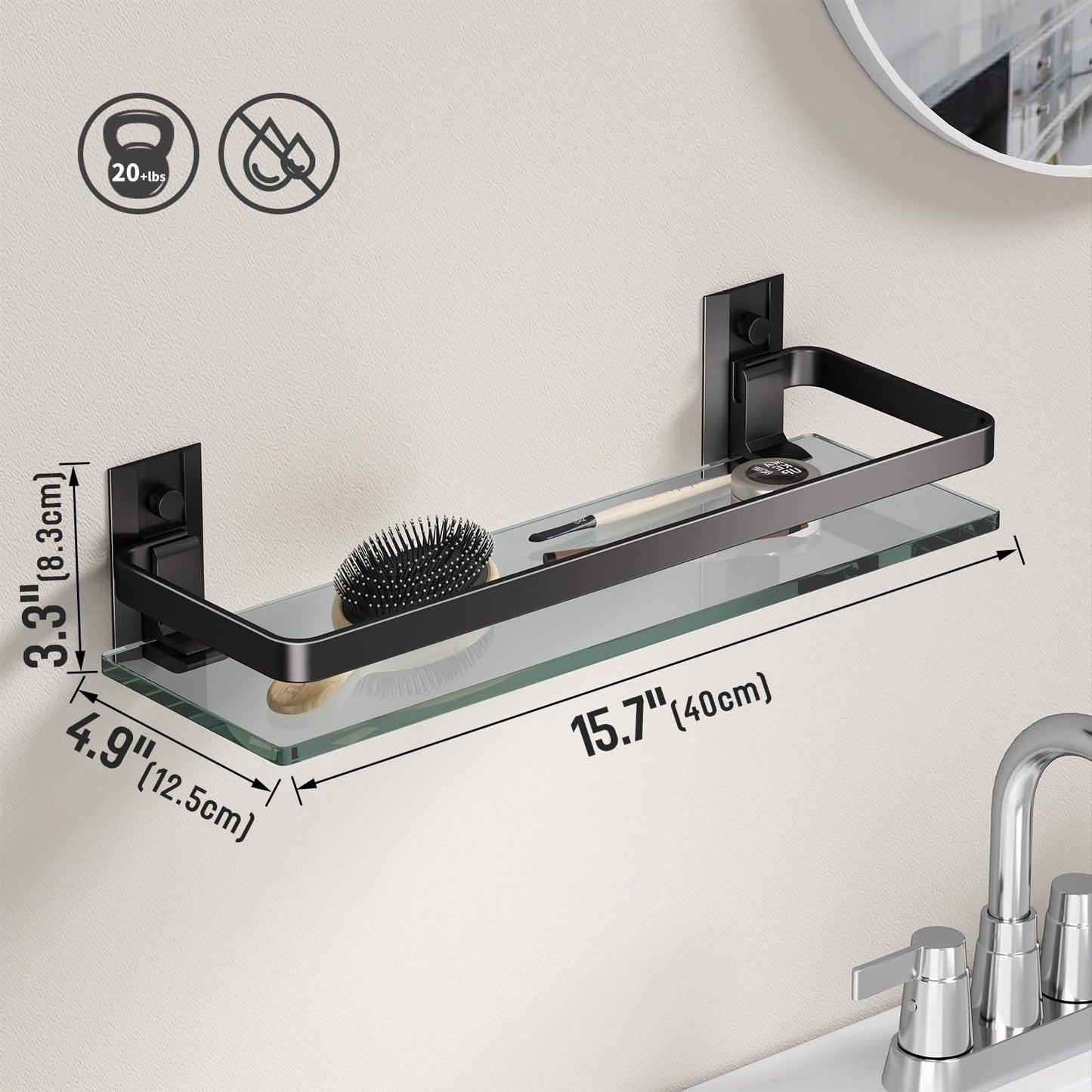 Danpoo Bathroom Shelves Wall Mount, Tempered Glass Floating Shelves