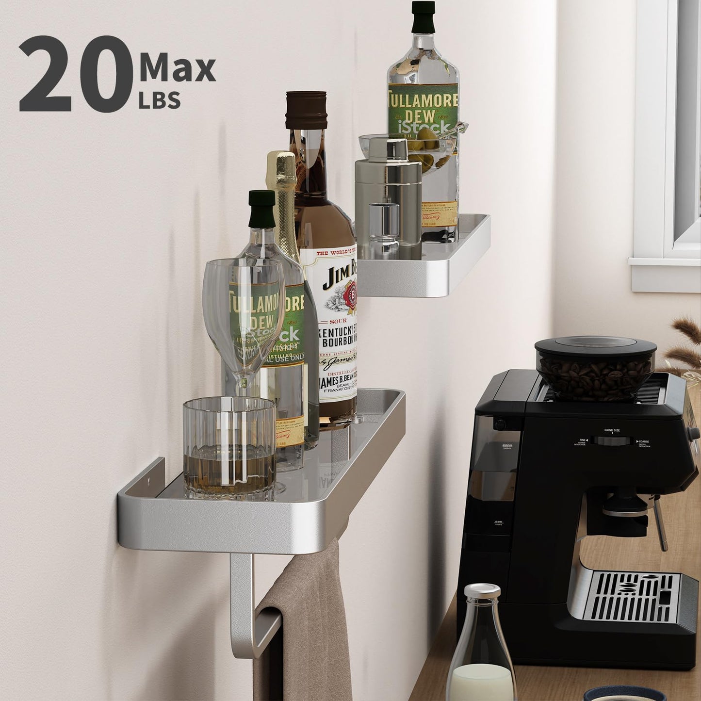 Danpoo Bathroom Wall Shelf, Floating Shelf for Bathroom Wall Storage, Glass Bathroom Shelf Organizer Wall Mounted