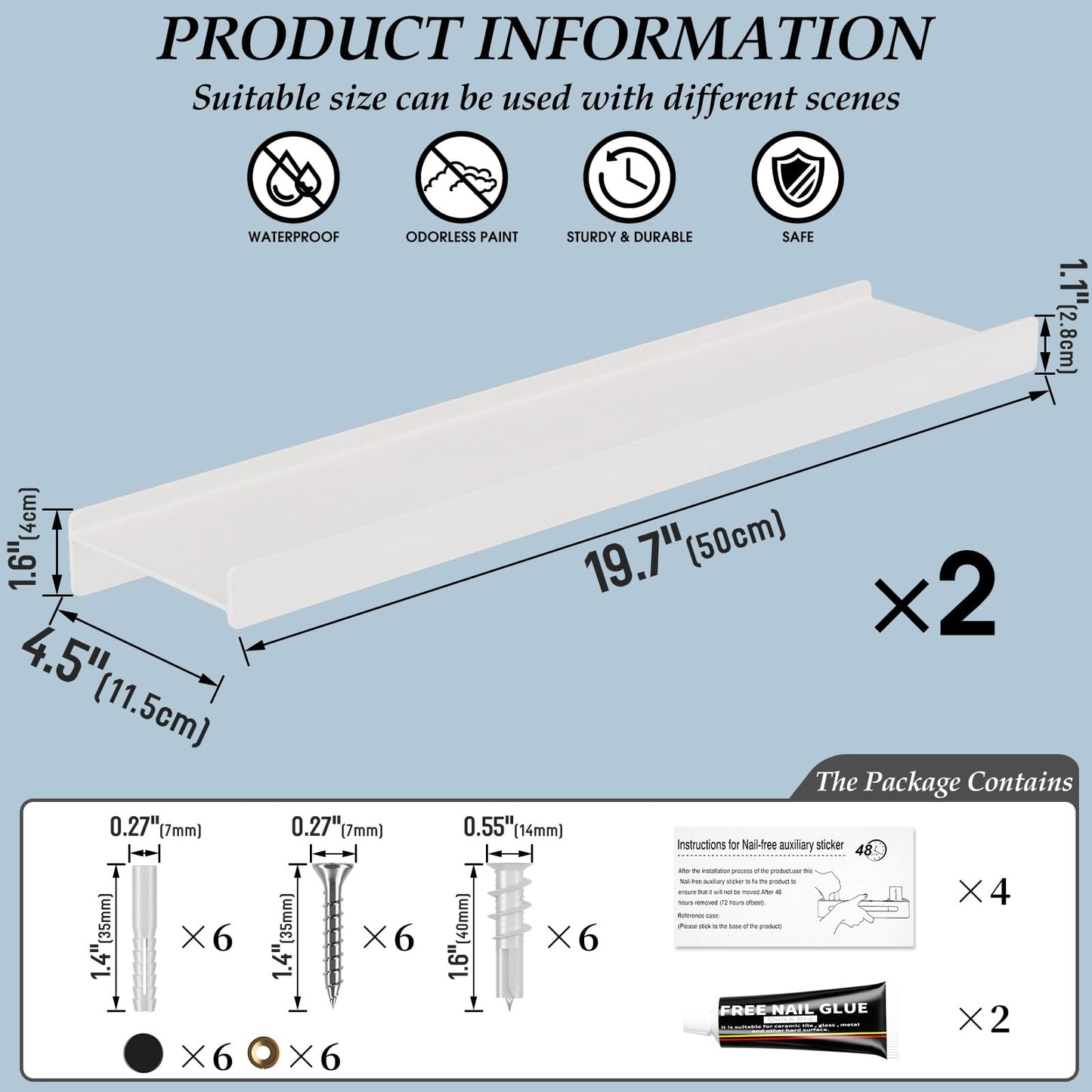Danpoo Black Floating Shelves for Wall Metal Shelf Wall Mounted Shelves for Bathroom Wall Shelves,12 inch