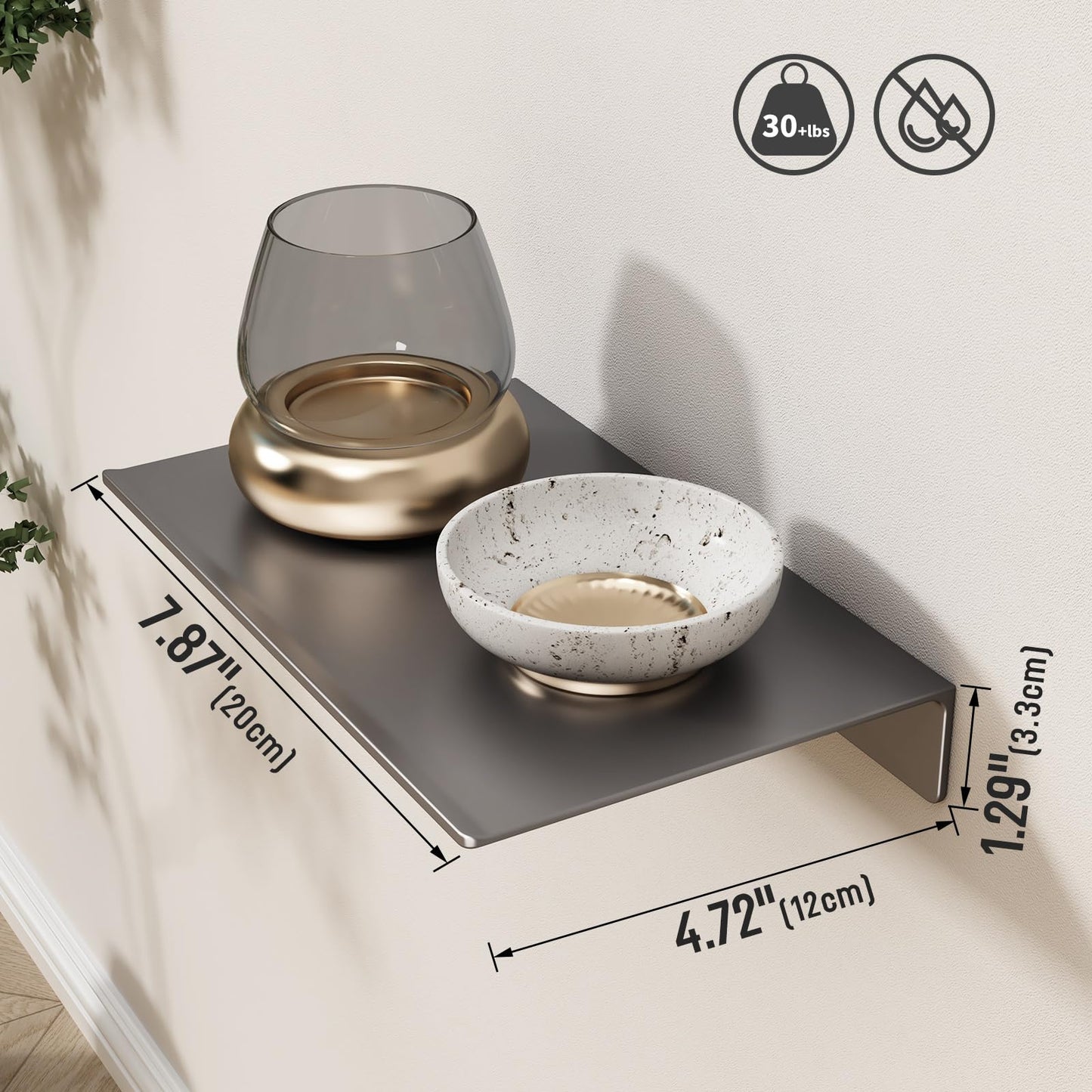 Danpoo Black Floating Shelves for Wall Storage, Metal Wall Shelves for Living Room, Bathroom, Kitchen, 12” Small Display Shelves for Collectibles(2 PCS)