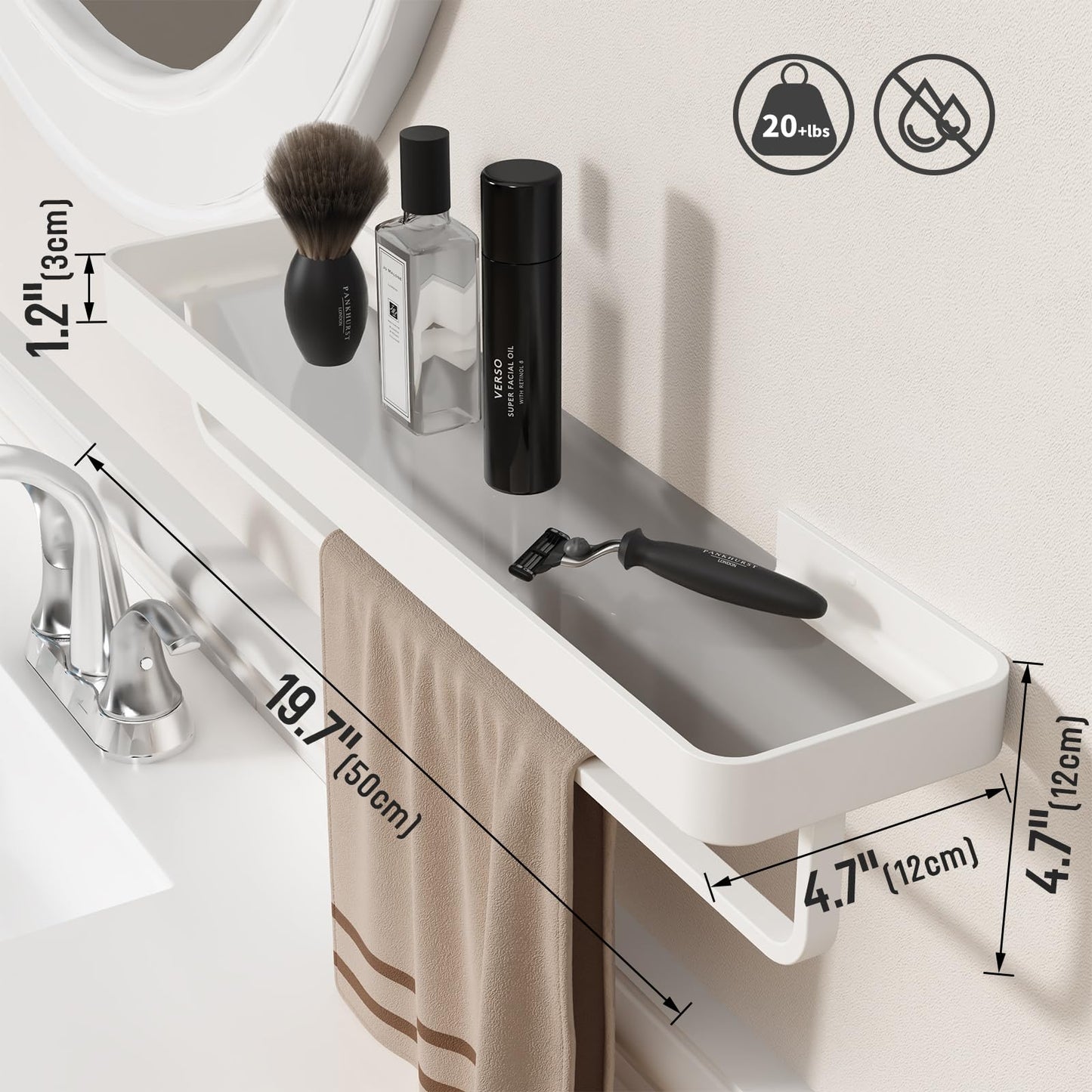 Danpoo Bathroom Wall Shelf, Floating Shelf for Bathroom Wall Storage, Glass Bathroom Shelf Organizer Wall Mounted