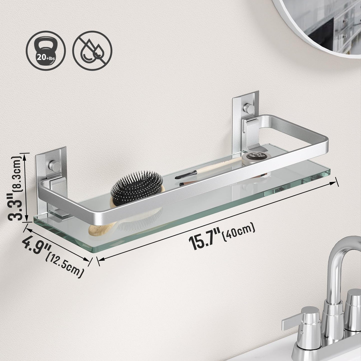 Danpoo Bathroom Shelves Wall Mount, Tempered Glass Floating Shelves