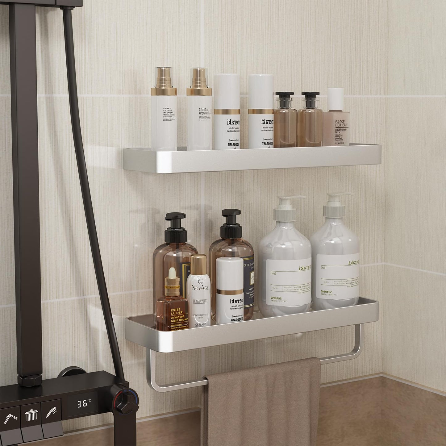 Danpoo Bathroom Wall Shelf, Floating Shelf for Bathroom Wall Storage, Glass Bathroom Shelf Organizer Wall Mounted