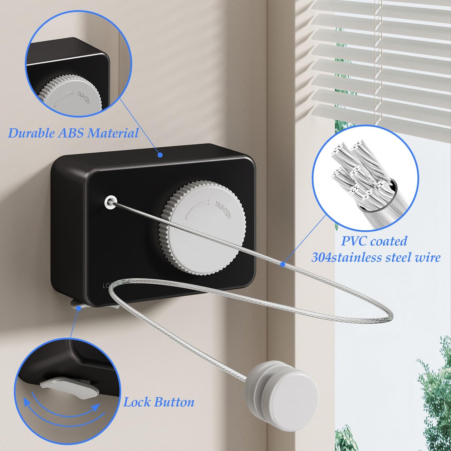Danpoo Indoor Clothesline Retractable Laundry Line Clothes Drying Line Retractable Clothesline