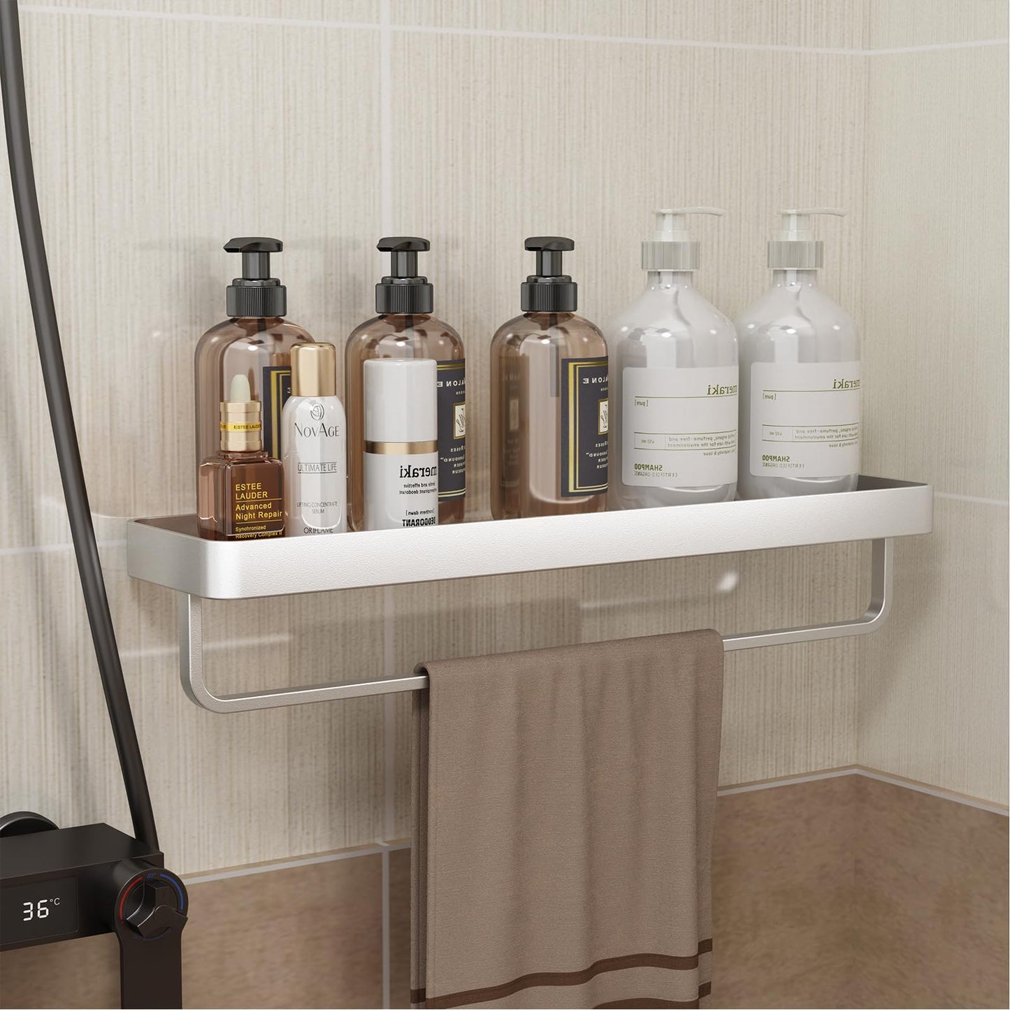 Danpoo Bathroom Wall Shelf, Floating Shelf for Bathroom Wall Storage, Glass Bathroom Shelf Organizer Wall Mounted