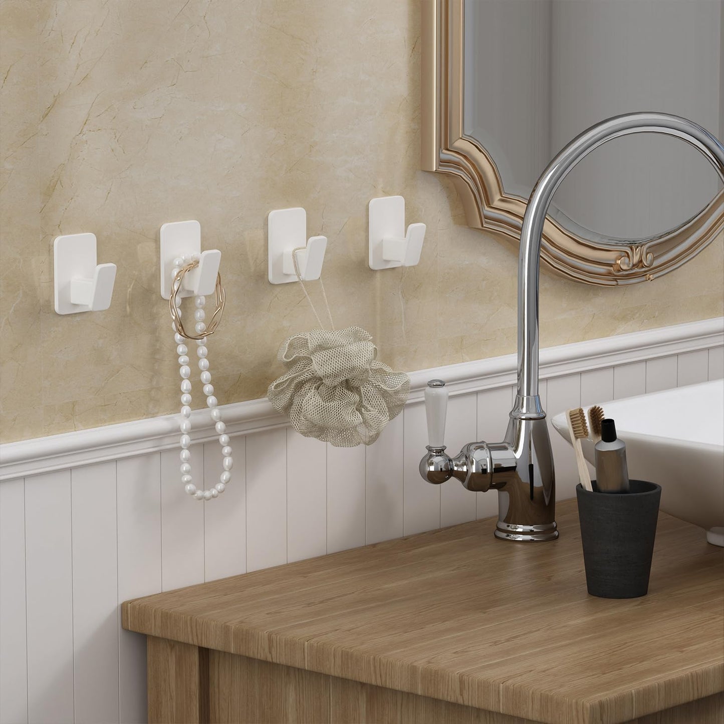 Wall Hooks for Hanging Adhesive Hat Hooks for Walls No Damage Towel Hooks for Bathrooms Coat Rack Wall Mount Black