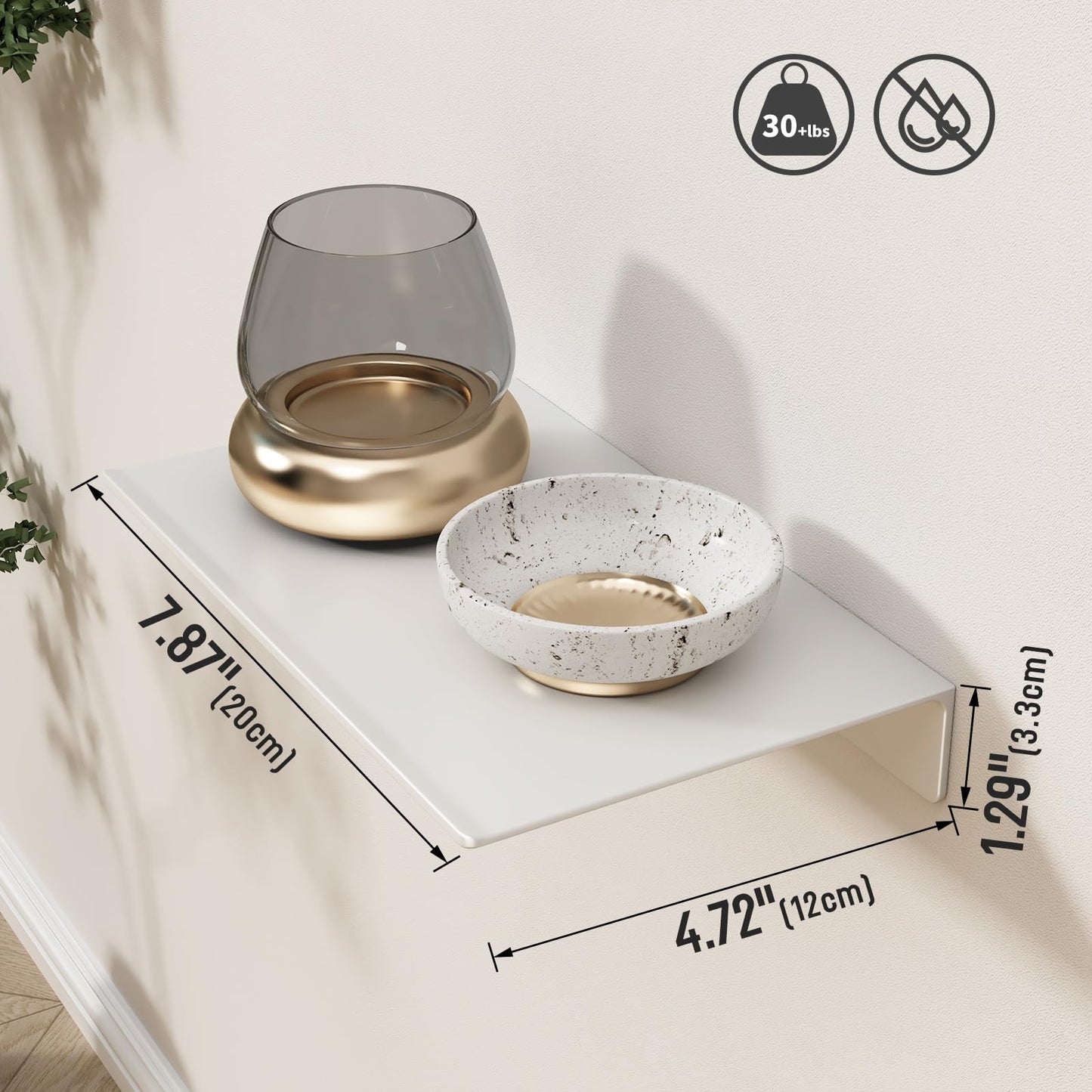 Danpoo Floating Shelf, Metal Wall Shelf for Bathroom/Living Room/Kitchen/Bedroom, Display Shelf for Collectibles