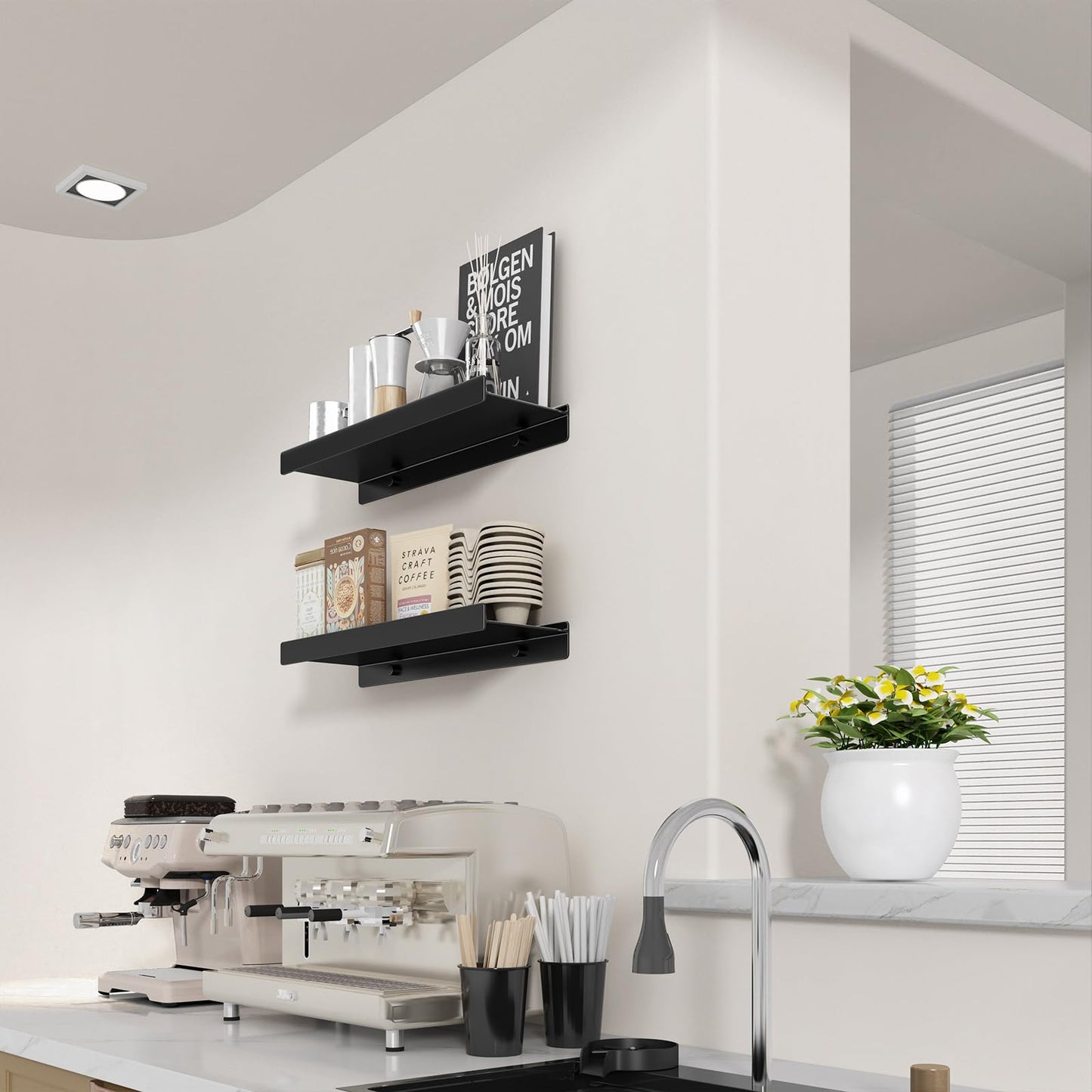 Danpoo Black Floating Shelves for Wall Metal Shelf Wall Mounted Shelves for Bathroom Wall Shelves,12 inch