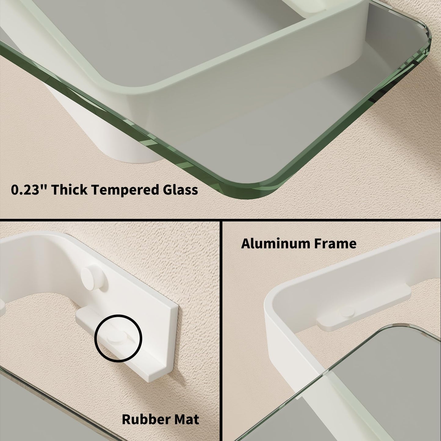 Danpoo Bathroom Wall Shelf, Floating Shelf for Bathroom Wall Storage, Glass Bathroom Shelf Organizer Wall Mounted