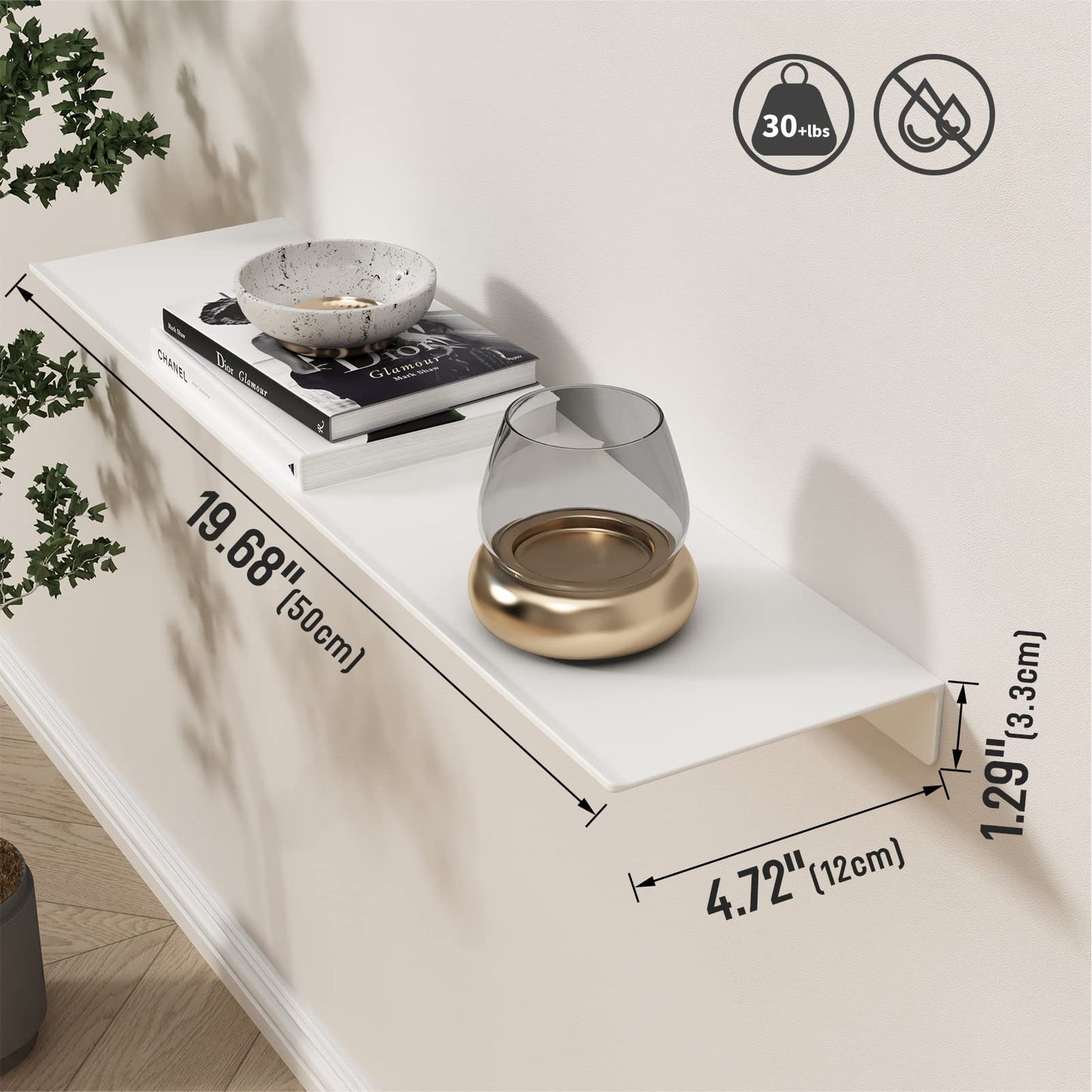 Danpoo Floating Shelf, Metal Wall Shelf for Bathroom/Living Room/Kitchen/Bedroom, Display Shelf for Collectibles