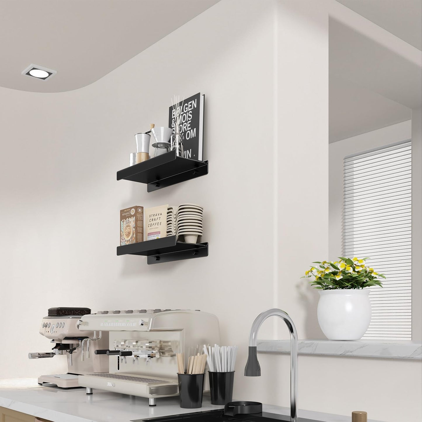 Danpoo Black Floating Shelves for Wall Metal Shelf Wall Mounted Shelves for Bathroom Wall Shelves,12 inch