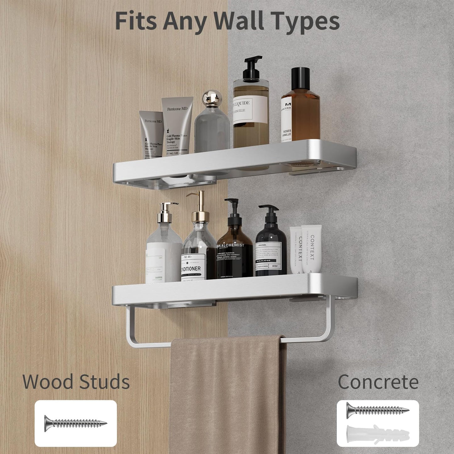 Danpoo Bathroom Wall Shelf, Floating Shelf for Bathroom Wall Storage, Glass Bathroom Shelf Organizer Wall Mounted
