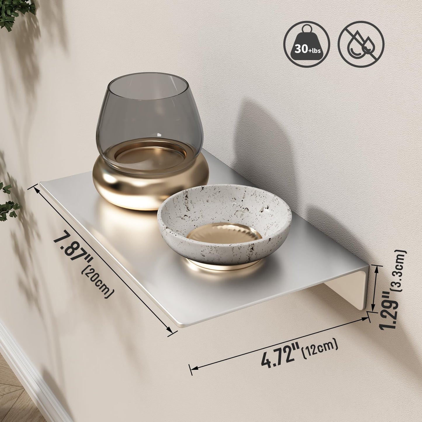 Danpoo Floating Shelf, Metal Wall Shelf for Bathroom/Living Room/Kitchen/Bedroom, Display Shelf for Collectibles