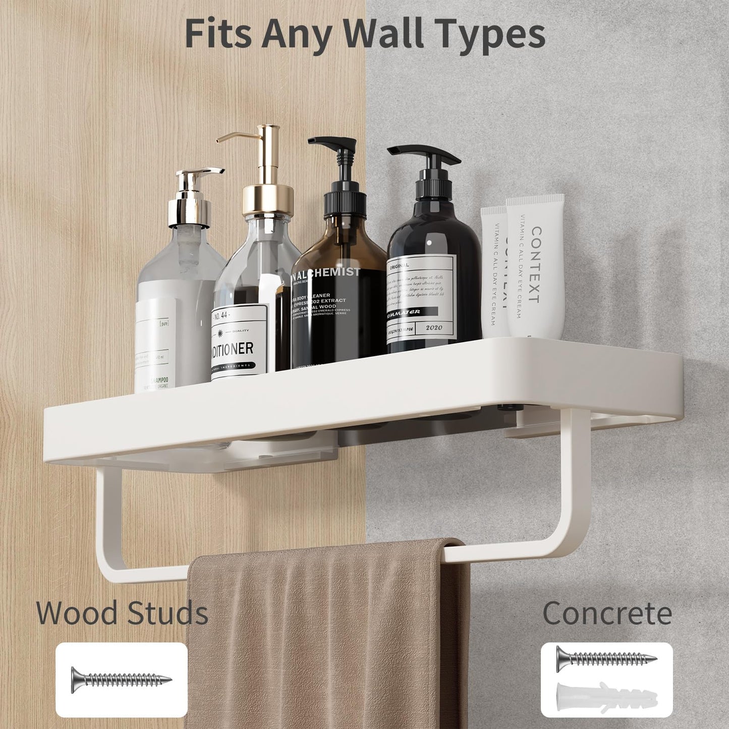 Danpoo Bathroom Wall Shelf, Floating Shelf for Bathroom Wall Storage, Glass Bathroom Shelf Organizer Wall Mounted
