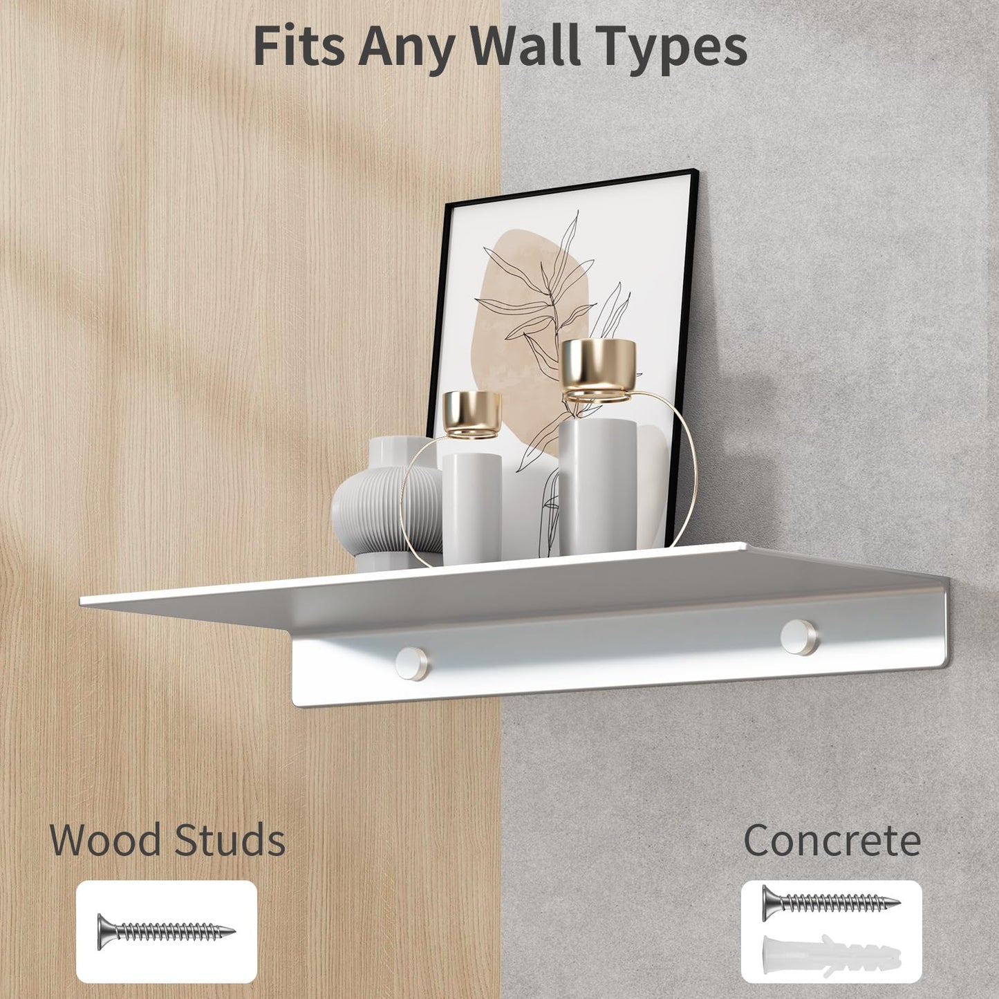 Danpoo Black Floating Shelves for Wall Storage, Metal Wall Shelves for Living Room, Bathroom, Kitchen, 12” Small Display Shelves for Collectibles(2 PCS)