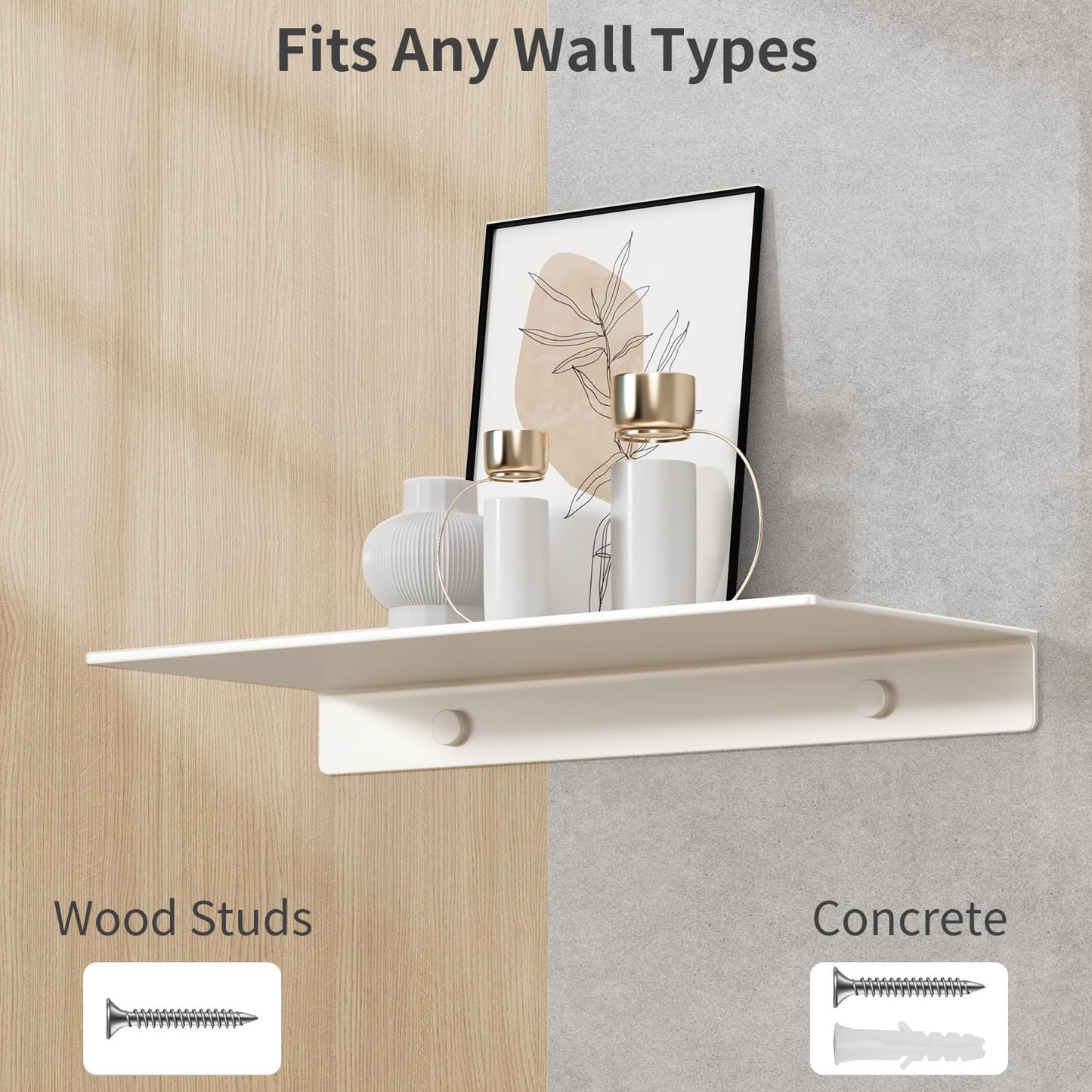 Danpoo Black Floating Shelves for Wall Storage, Metal Wall Shelves for Living Room, Bathroom, Kitchen, 12” Small Display Shelves for Collectibles(2 PCS)