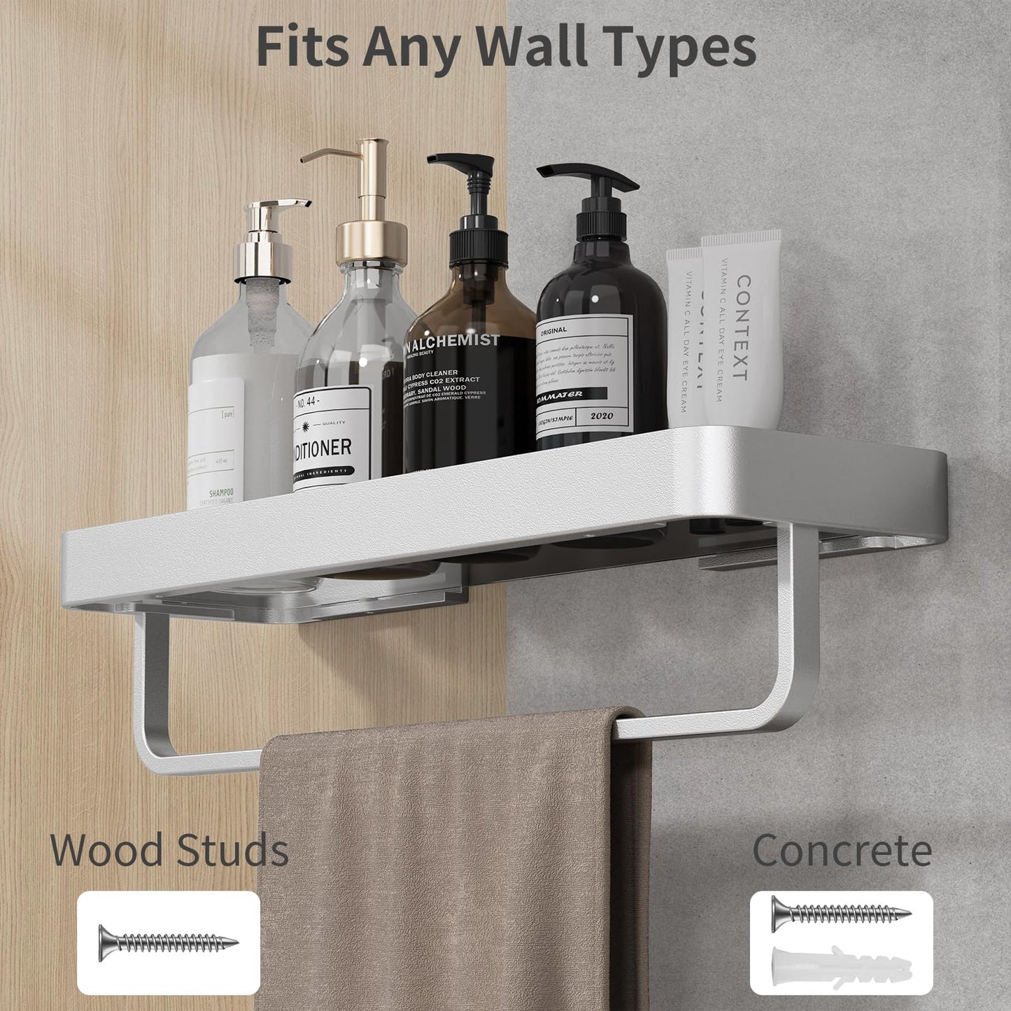 Danpoo Bathroom Wall Shelf, Floating Shelf for Bathroom Wall Storage, Glass Bathroom Shelf Organizer Wall Mounted