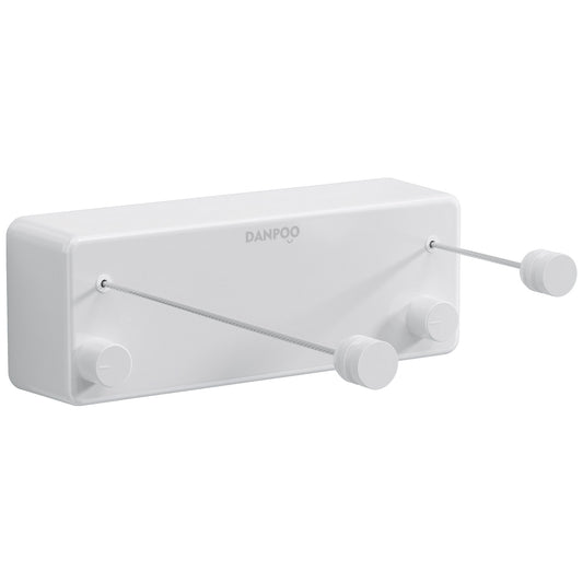 Danpoo Retractable Clothesline Indoor/Outdoor, Double Lines for Hanging Clothes with 13.8 Ft Steel Wire, Laundry Drying Line