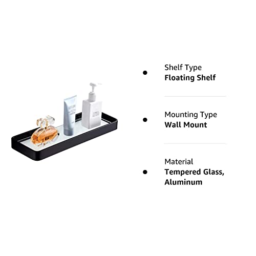 Danpoo Bathroom Wall Shelf, Floating Shelf for Bathroom Wall Storage, Glass Bathroom Shelf Organizer Wall Mounted