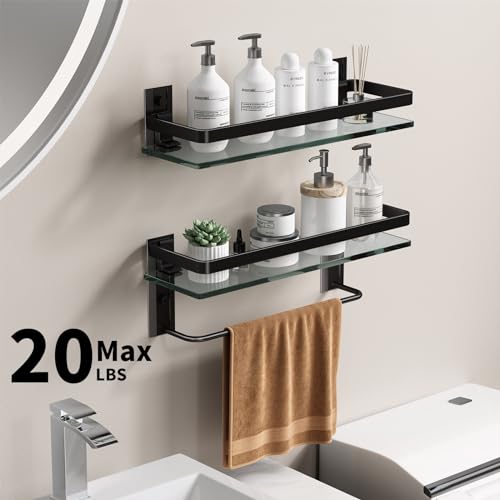 Danpoo Bathroom Shelves Wall Mount, Tempered Glass Floating Shelves