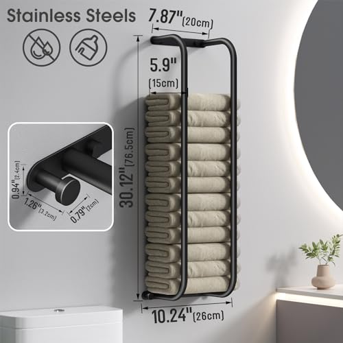 Danpoo Towel Racks for Bathroom, Wall Towel Rack for Rolled Towels, Bathroom Towel Storage, Stainless Steel