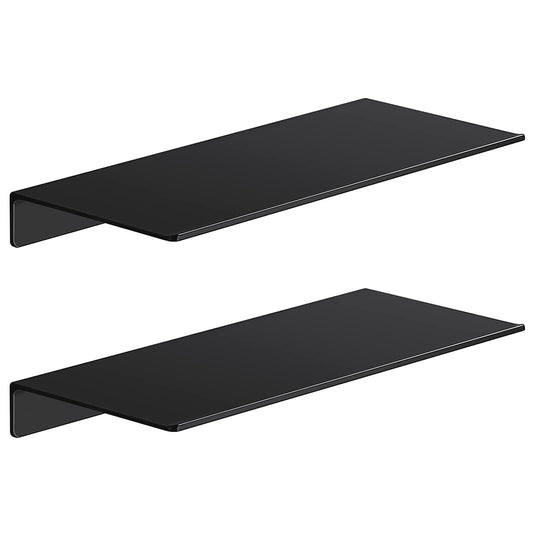 Danpoo Black Floating Shelves for Wall Storage, Metal Wall Shelves for Living Room, Bathroom, Kitchen, 12” Small Display Shelves for Collectibles(2 PCS)