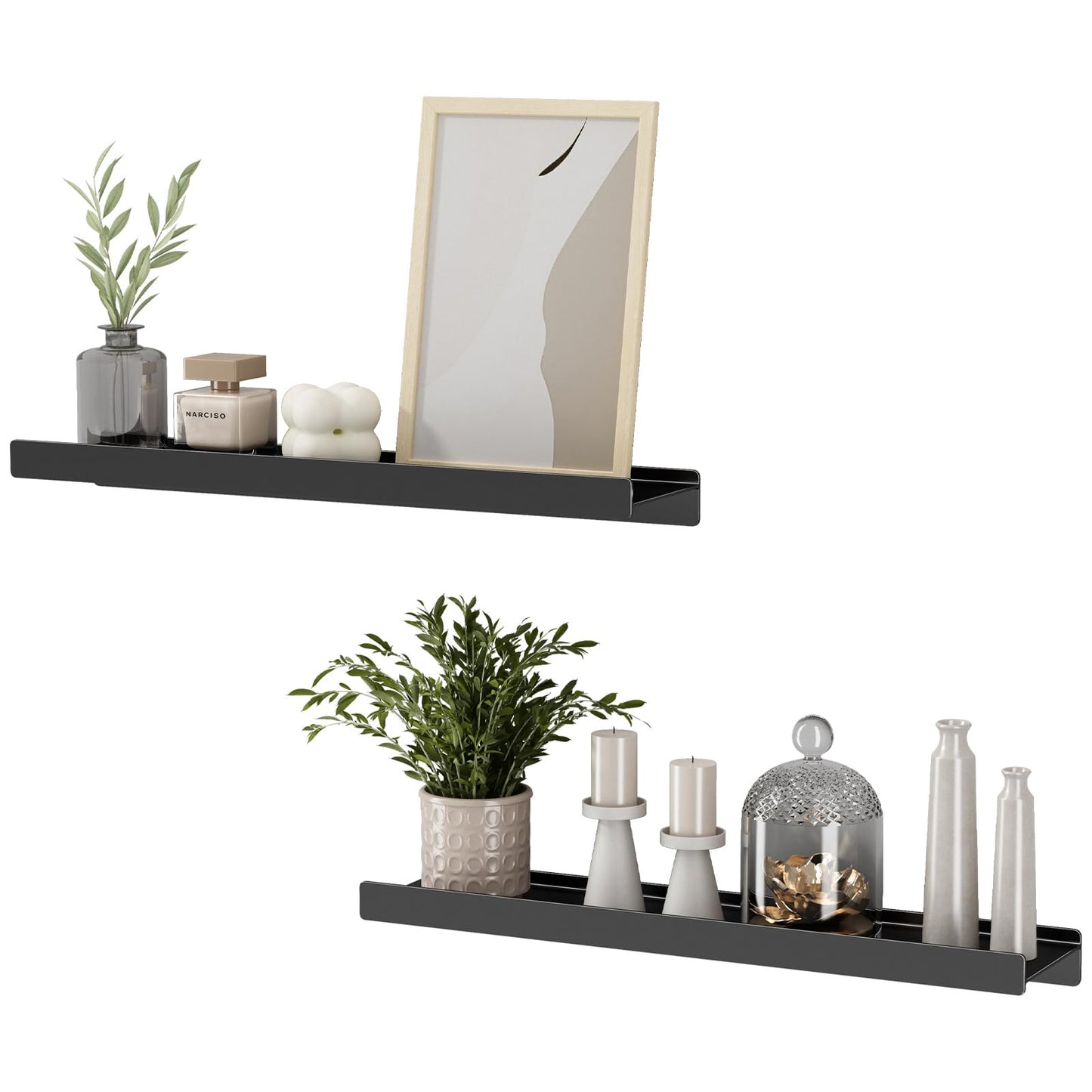 Danpoo Black Floating Shelves for Wall Metal Shelf Wall Mounted Shelves for Bathroom Wall Shelves,12 inch