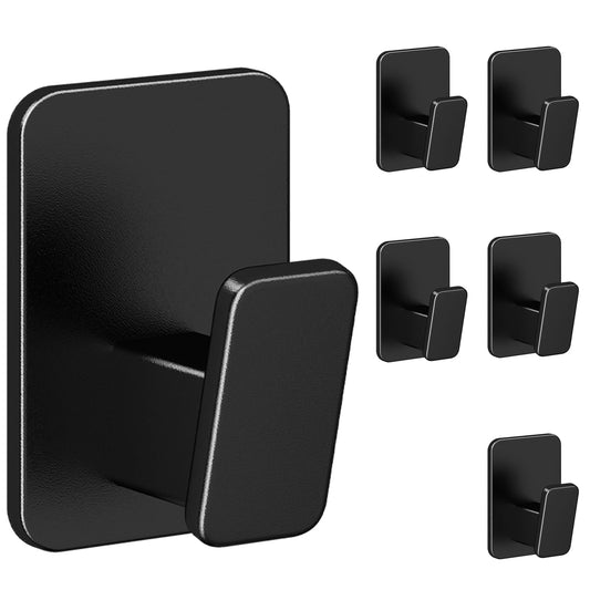 Wall Hooks for Hanging Adhesive Hat Hooks for Walls No Damage Towel Hooks for Bathrooms Coat Rack Wall Mount Black