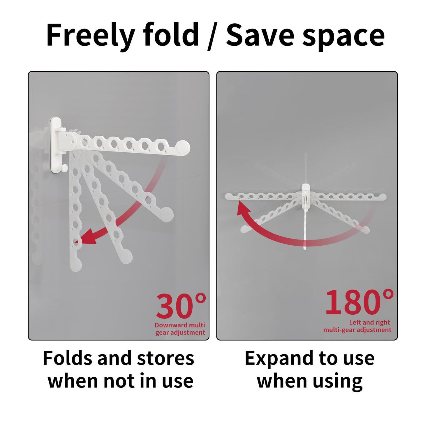 Clothes Drying Rack Foldable Wall Mounted Laundry Drying Rack Clothing Coat Hanger Clothes Dryer Black