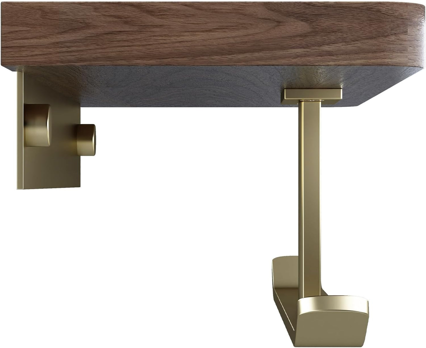 Danpoo Brushed Gold Toilet Paper Holder with Walnut Wood Shelf - Double Rolls, Wall-Mounted, Made of Premium Stainless Steel