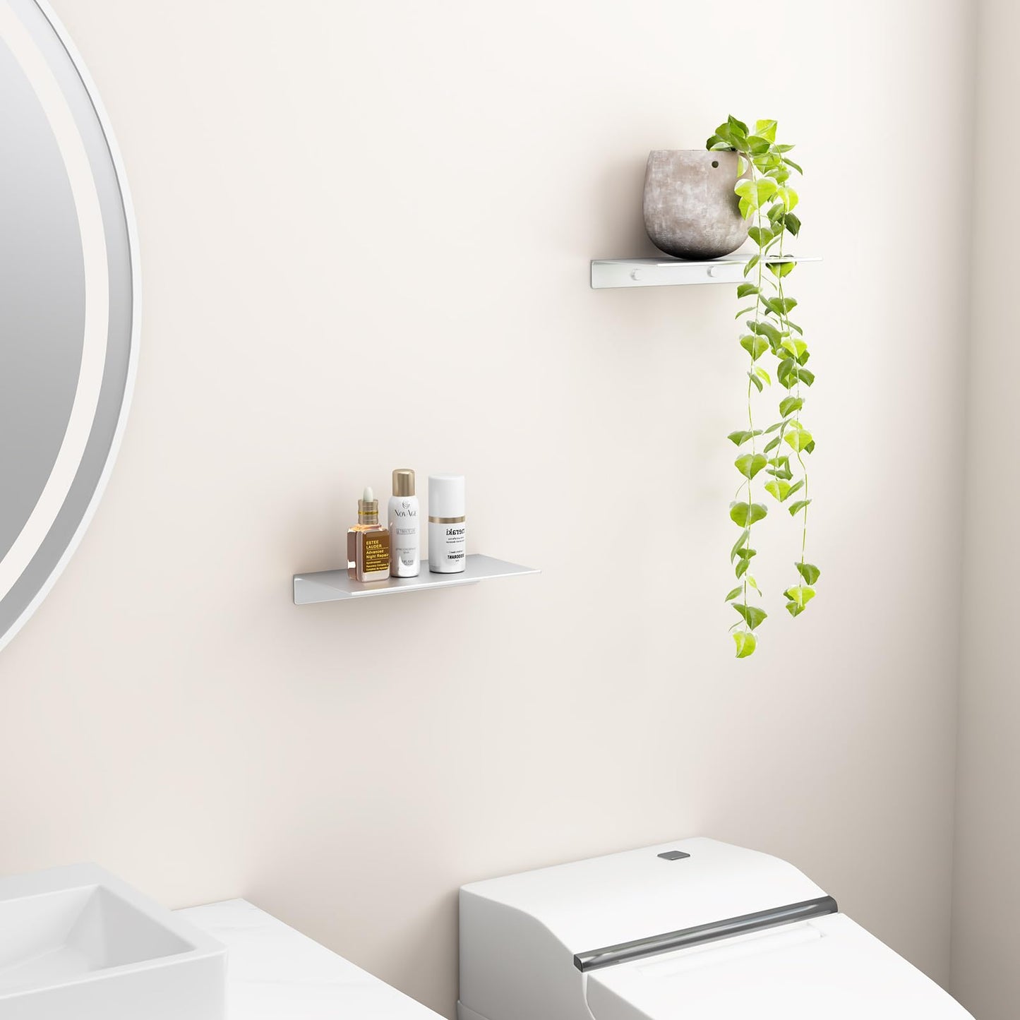 Danpoo Black Floating Shelves for Wall Storage, Metal Wall Shelves for Living Room, Bathroom, Kitchen, 12” Small Display Shelves for Collectibles(2 PCS)
