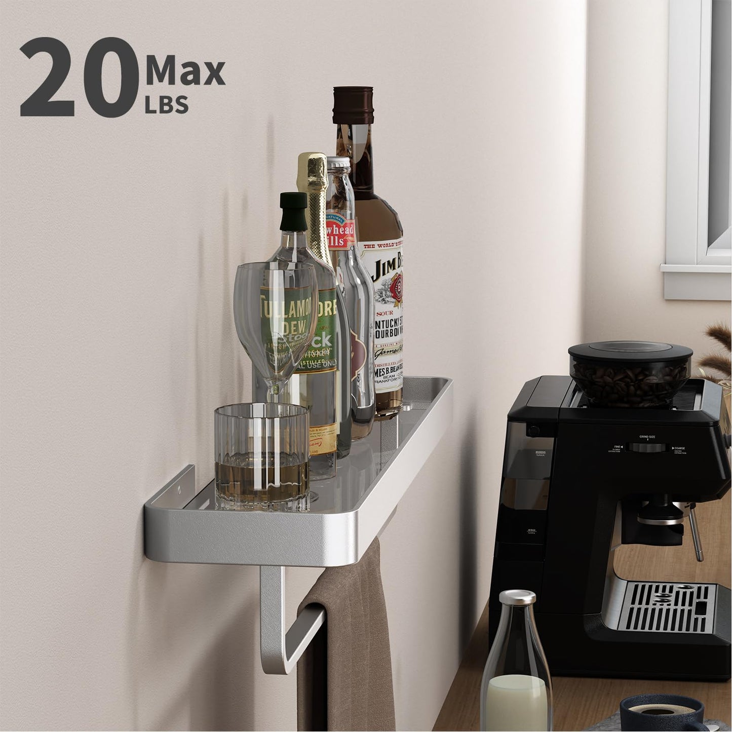 Danpoo Bathroom Wall Shelf, Floating Shelf for Bathroom Wall Storage, Glass Bathroom Shelf Organizer Wall Mounted