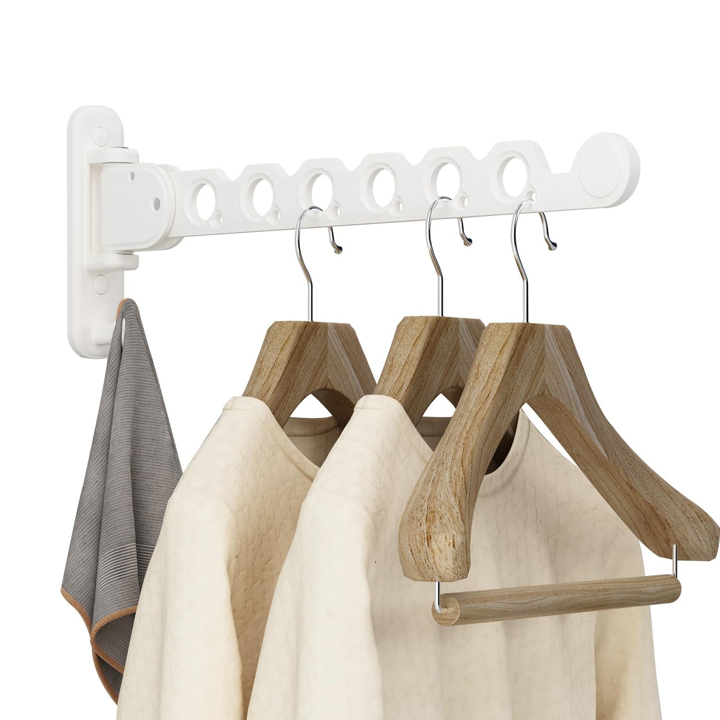 Clothes Drying Rack Foldable Wall Mounted Laundry Drying Rack Clothing Coat Hanger Clothes Dryer Black