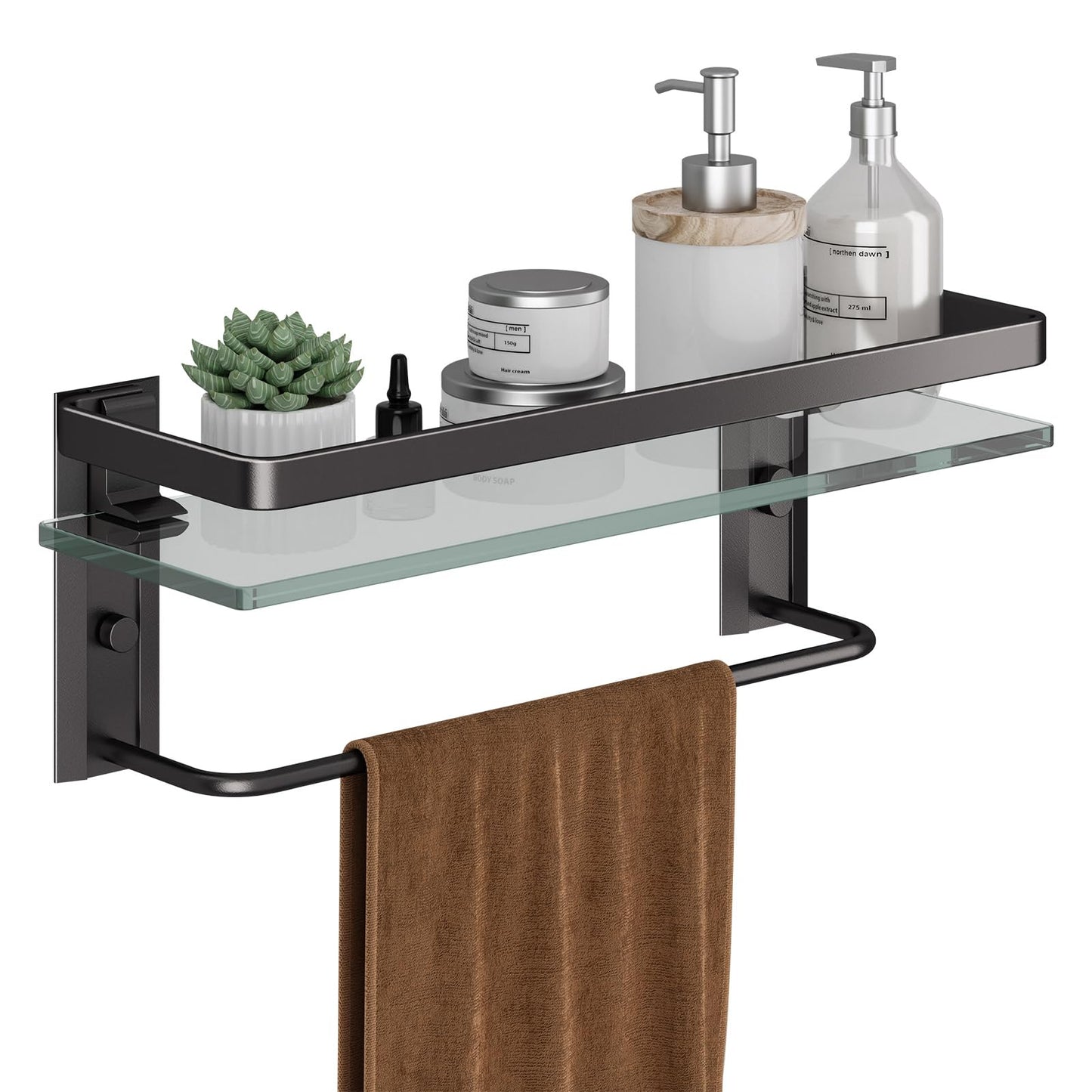 Danpoo Bathroom Shelves Wall Mount, Tempered Glass Floating Shelves
