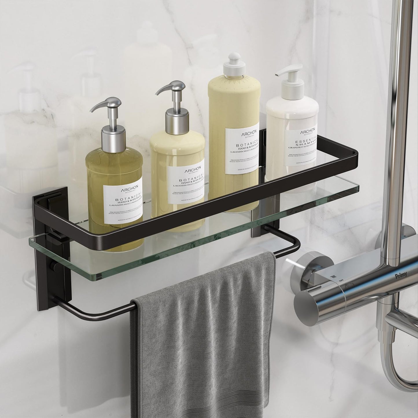 Danpoo Bathroom Shelves Wall Mount, Tempered Glass Floating Shelves