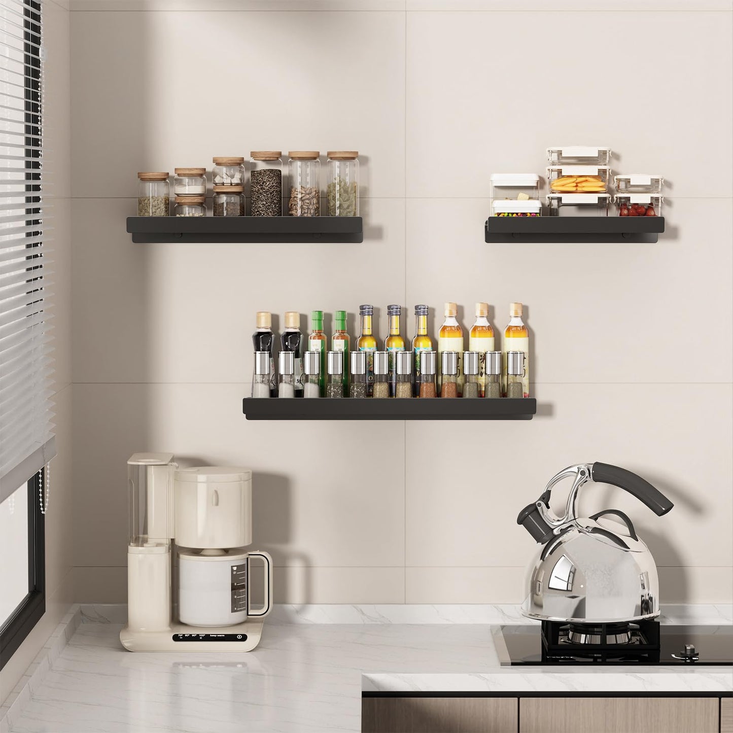 Danpoo Black Floating Shelves for Wall Metal Shelf Wall Mounted Shelves for Bathroom Wall Shelves,12 inch