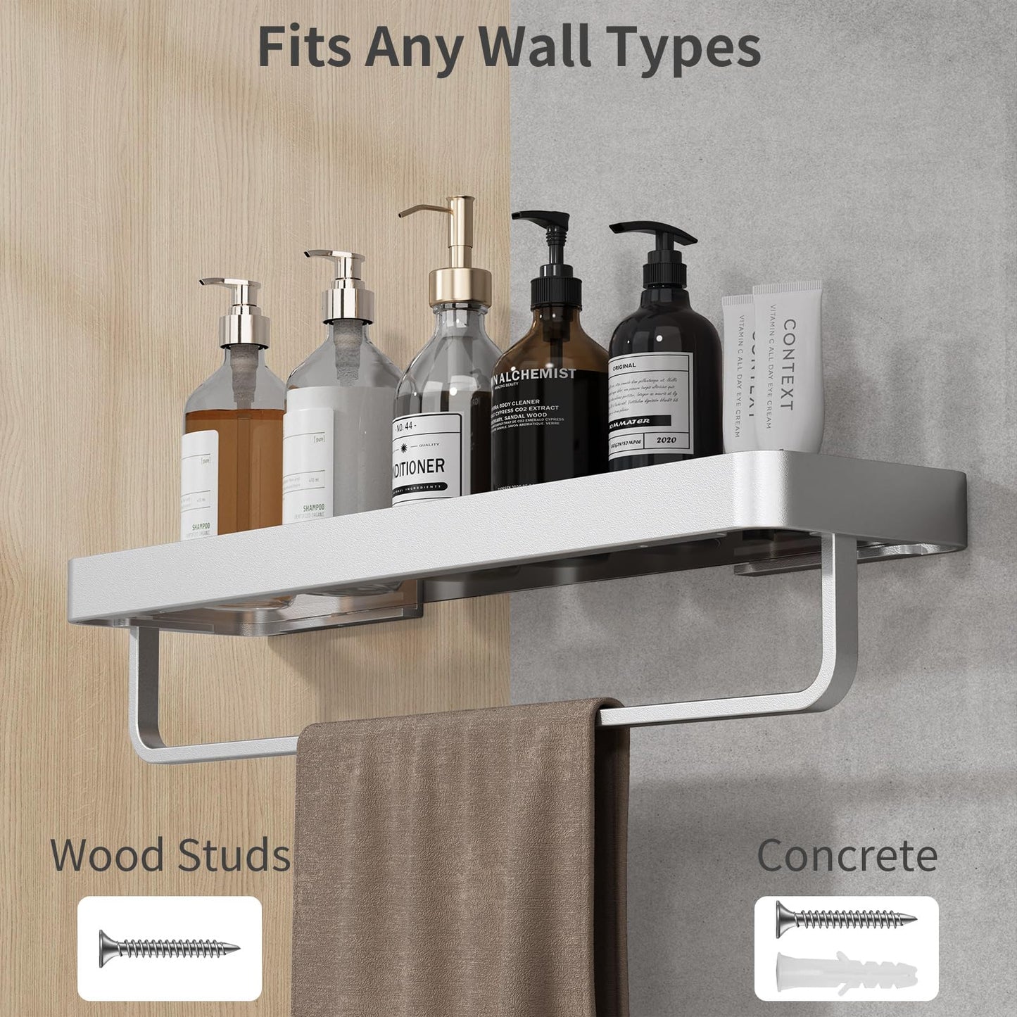 Danpoo Bathroom Wall Shelf, Floating Shelf for Bathroom Wall Storage, Glass Bathroom Shelf Organizer Wall Mounted